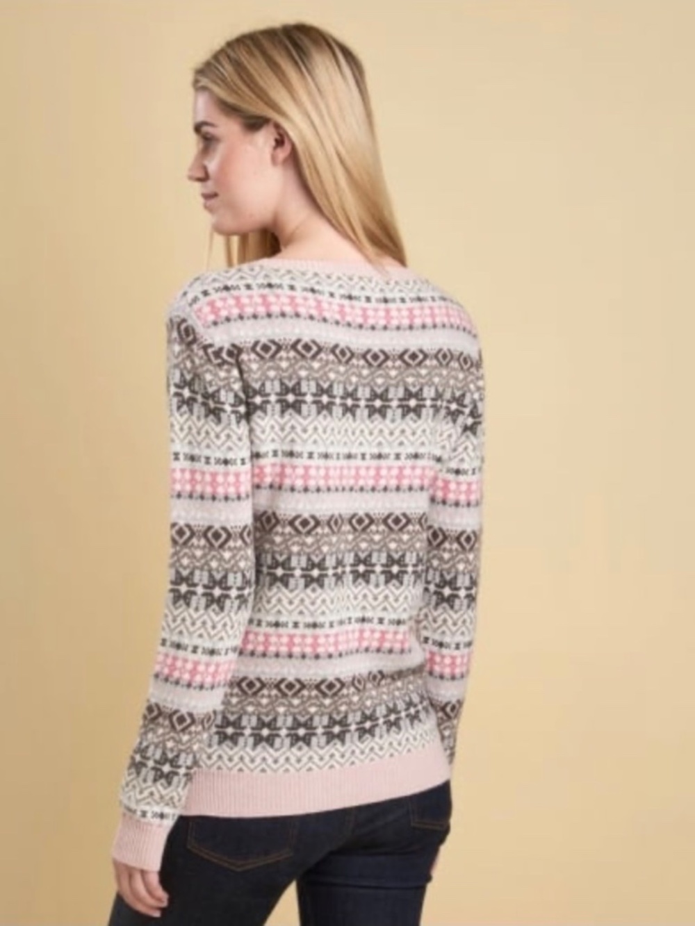 NWT Barbour Tarn Crew Fair Isle Knit Merino Wool Cashmere Blend Sweater Us 12 - Picture 2 of 8